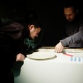 Petr Pokorný while analysing samples in public, Divus Pragerkabarett, 9. January 2013
