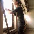 Babe LN is cleaning windows of the main National Gallery workroom