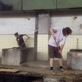 Sylva Hampalová and Ivan Mečl are cleaning main hall of the National Gallery