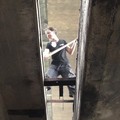 Sylva Hampalová is cleaning main hall of the National Gallery