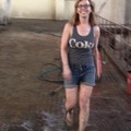 Tereza Porybná is waterboarding main hall of the National Gallery